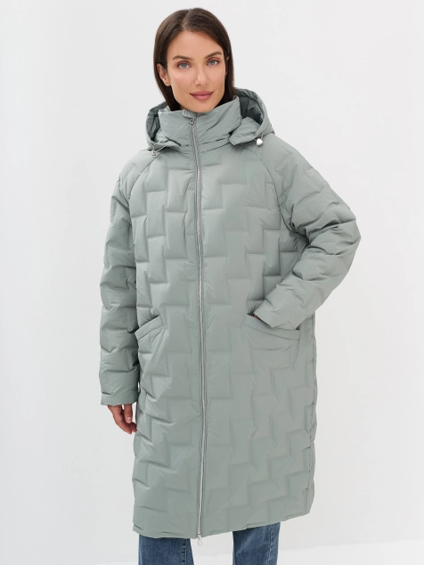 Пальто-кокон с  геометрической стежкой на натуральном утеплителе