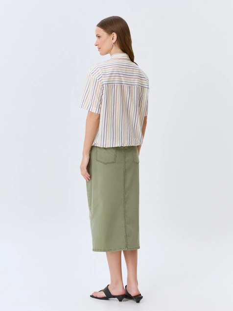 Оливковая джинсовая юбка