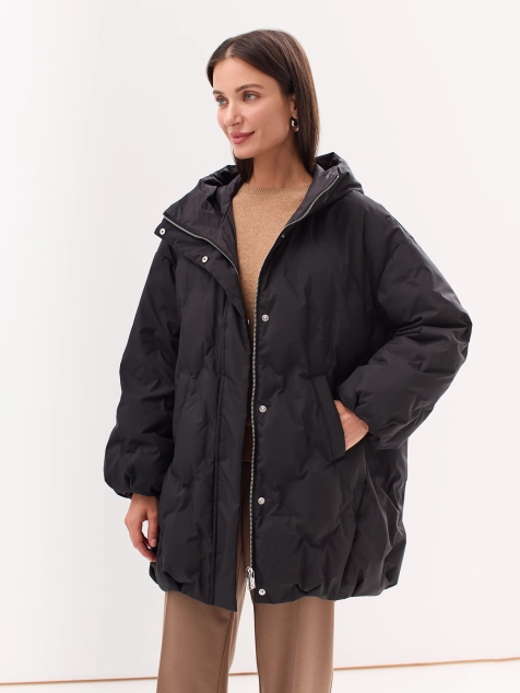 Свободная куртка на натуральном утеплителе с продавленной стежкой