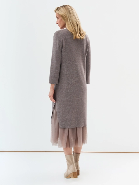 Комбинированное платье с трикотажной сеткой