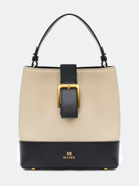 Сумка из натуральной кожи с контрастными деталями