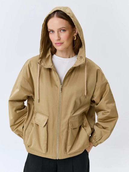 Куртка с капюшоном из сатинового хлопка