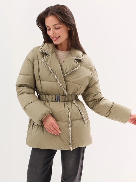 Куртка с запахом и декором по краю