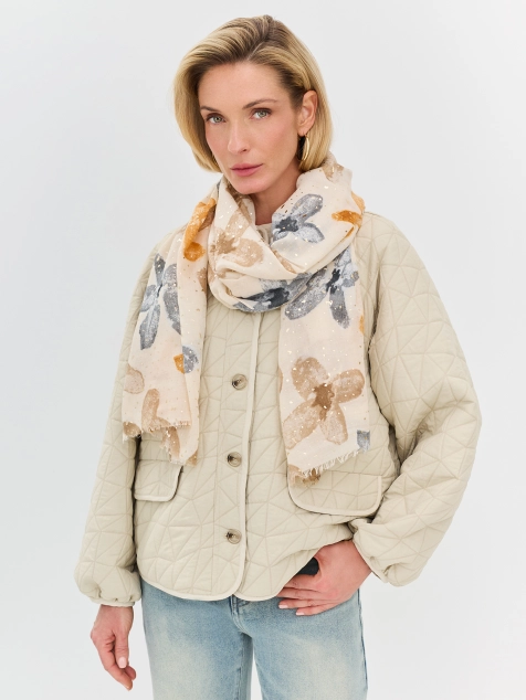 Тонкий палантин с цветочным принтом