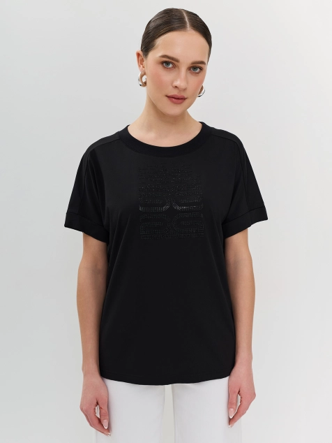 Футболка из модала с принтом из страз