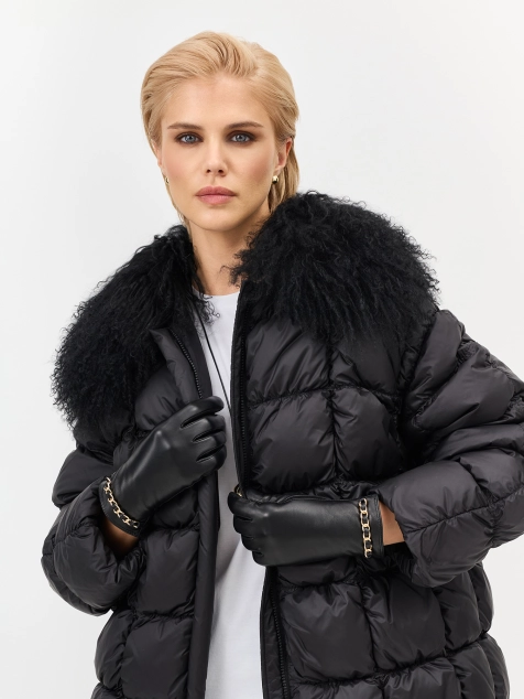 Перчатки из натуральной кожи с цепочками