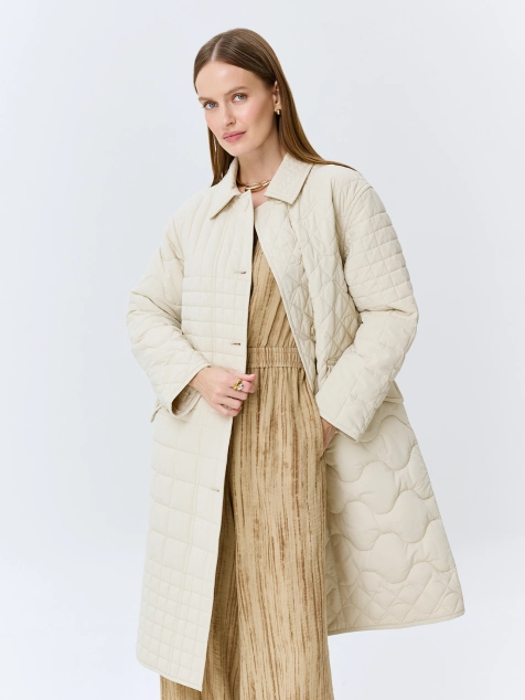 Двустороннее пальто с абстрактной стежкой