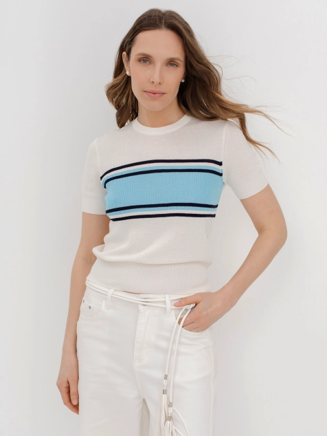 Вязаный джемпер с контрастной полоской