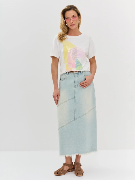 Футболка из эластичного хлопка с искрящимися пайетками