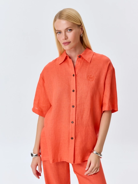 Яркая рубашка из 100% льна