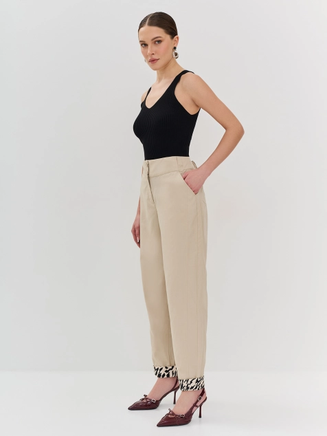 Брюки из лиоцелля с принтованными отворотами