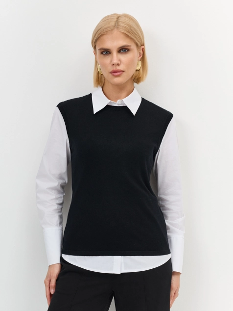 Вязаный топ с шелком