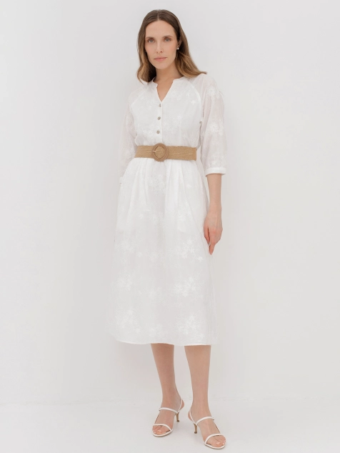 Легкое платье из 100% хлопка с вышивкой