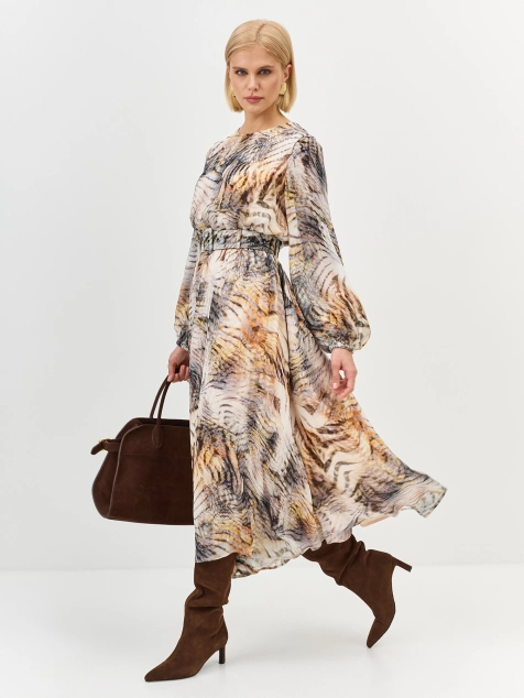 Шифоновое платье с анималистичным принтом
