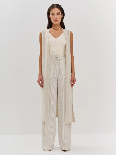 Удлиненный льняной жилет