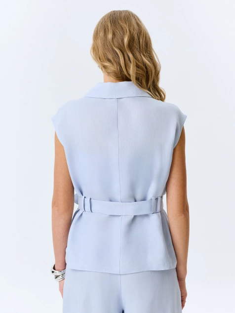 Удлиненный льняной жилет