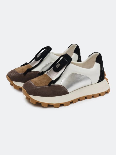 Комбинированные кроссовки из натуральной кожи