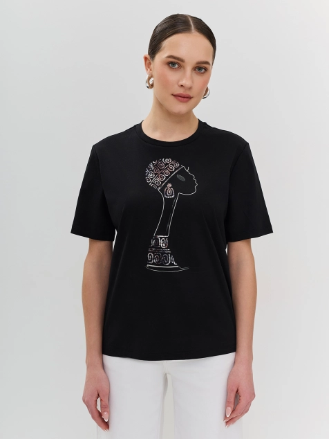 Футболка из мерсеризованного хлопка с принтом