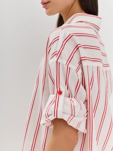 Рубашка из смесового льна в полоску