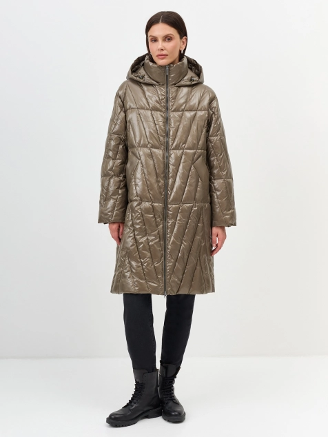 Укороченное пальто из глянцевого нейлона