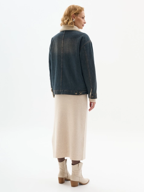 Джинсовая куртка с подкладкой из искусственного меха