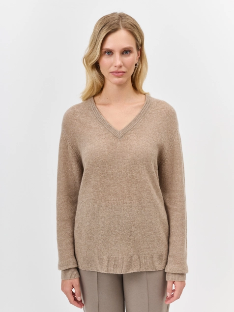 Джемпер с V-образным вырезом из 100% кашемира
