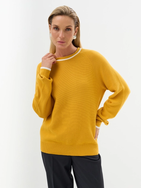 Яркий хлопковый джемпер с фактурной вязкой