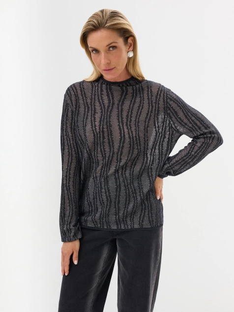 Тонкий джемпер с фактурной вязкой и деликатным люрексом