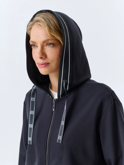 Худи на молнии с брендированной тесьмой