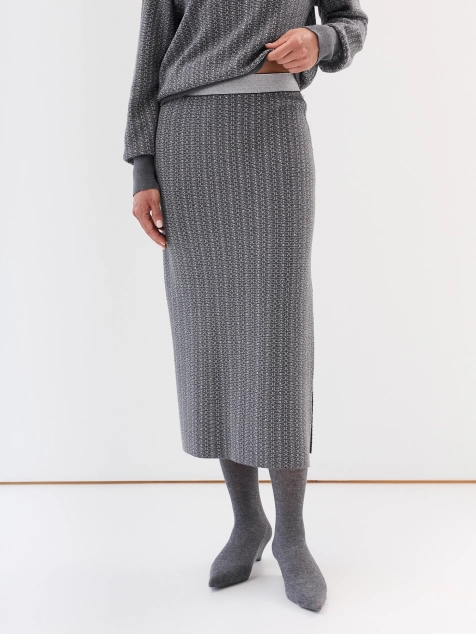 Жаккардовая юбка с кашемиром