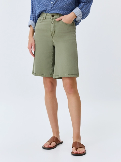 Оливковые джинсовые шорты