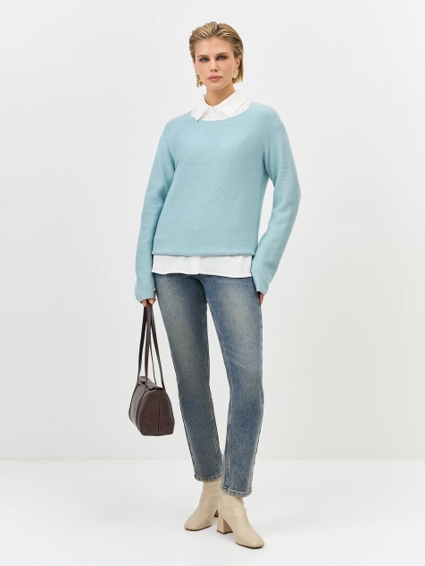 Утепленные джинсы с контрастными деталями