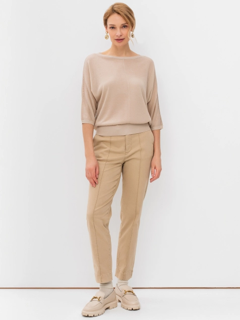 Джемпер из вязаного трикотажа с аппликацией из страз на рукавах