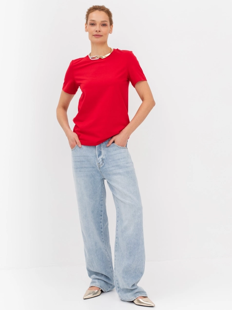 Джинсы пэтч ворк с контрастными карманами