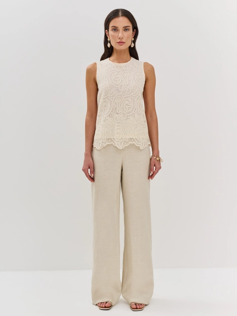 Прямые брюки из 100% льна