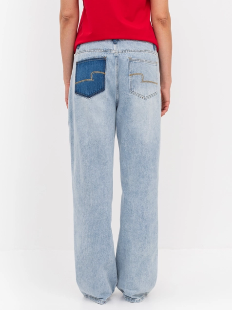 Джинсы пэтч ворк с контрастными карманами