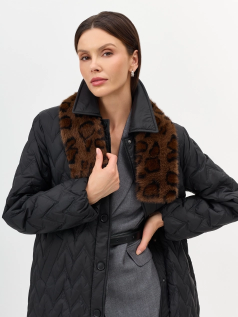 Меховой шарф с анималистичным принтом