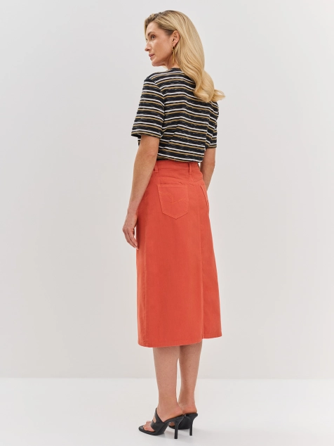 Джинсовая юбка в цвете терракот