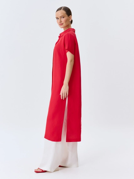 Удлиненная льняная блузка