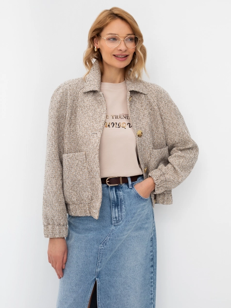 Бомбер легкого твида