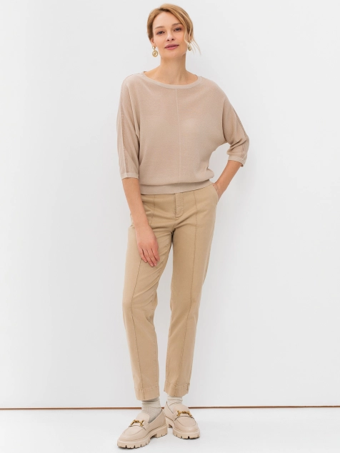 Джемпер из вязаного трикотажа с аппликацией из страз на рукавах