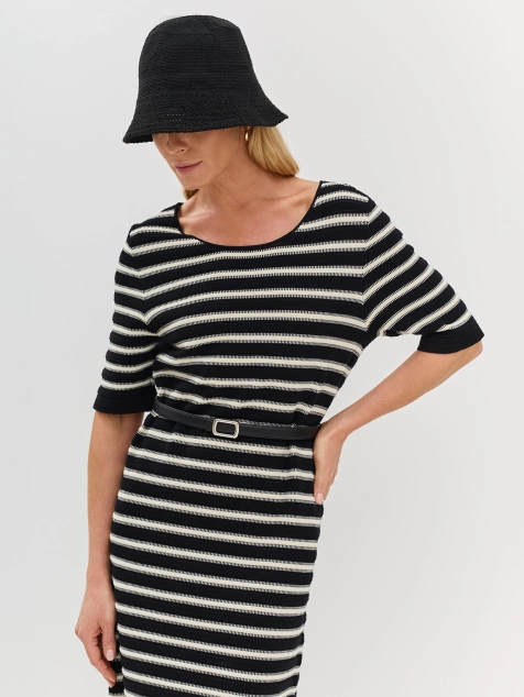 Вязаная панама со скошенными полями