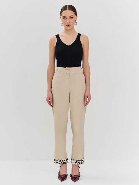 Брюки из лиоцелля с принтованными отворотами