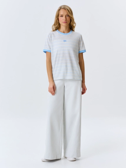 Фактурные джинсы-палаццо