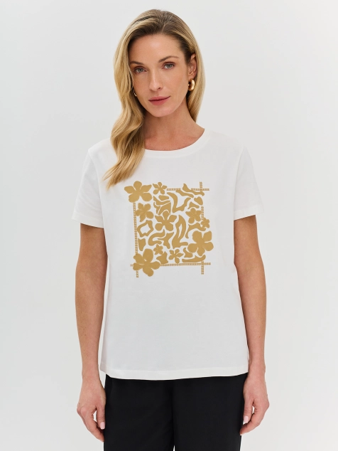 Футболка из эластичного хлопка с принтом