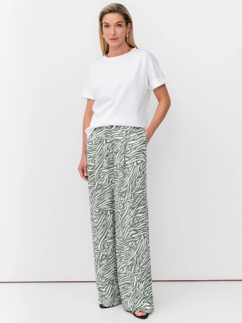 Принтованные брюки-палаццо из вискозы