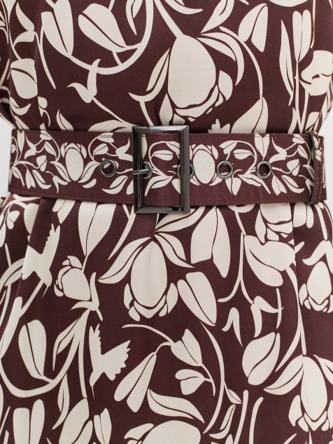 Сатиновое платье из вискозы с цветочным принтом