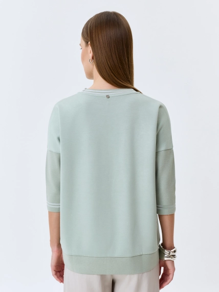 Свободный джемпер с вязаными рукавами