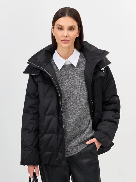 Куртка с фактурной стежкой из ткани с атласным эффектом