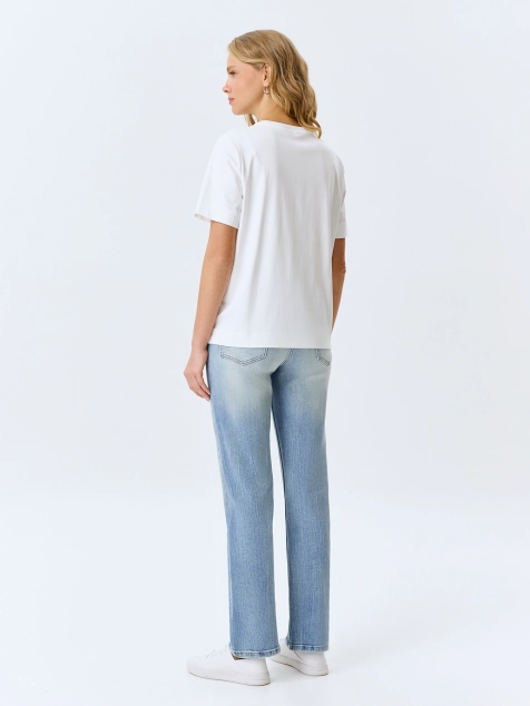 Джинсы Straight fit с мраморной варкой